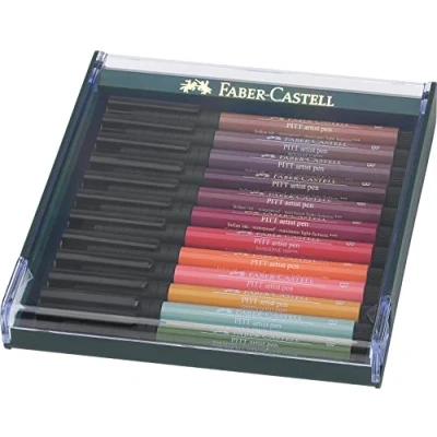 Imagen de Faber Castell 267422 Pack de 12 rotuladores Pitt punta pincel, colores tierra