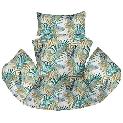 Imagen de Ferocity Cojín de Silla Hamaca, Colgante Huevo Cojines, Columpio Respaldo con Almohada para la Cabeza, Cjín Impermeable, Patio Jardín, Palm White [114]