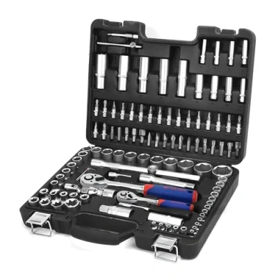 Imagen de WORKPRO 108 Piezas Juego de Vasos para Llaves Carraca, incluye Llave Trinquete, Ideal Bricolaje, Reparación o Trabajos Mecánicos