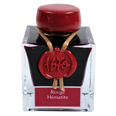 Imagen de Herbin 15026JT Una botella de tinta 1670 con purpurina para pluma estilográfica, rollerball, plumín vidrio y portaplumas 50 ml Rojo &quot;Hématite&quot;