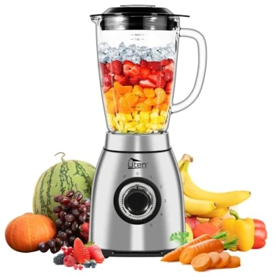 Imagen de Uten Batidora de Vaso 2 L, 1800 W Licuadora para Batidos, Pulso y 5 velocidades, Carcasa Acero Inoxidable, Cuchilla 6 Hojas, Hielo Triturado, Granos Cafe Molido