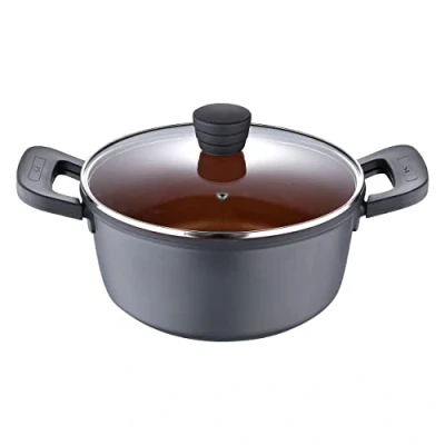Imagen de SAN IGNACIO Bronze Cacerola de Cocina 24 cm y 4,5L Antiadherente Fabricada con Aluminio Fundido Asas Efecto Soft Touch Cazuela Apta para Todo Tipo Cocinas