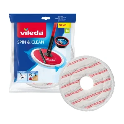 Imagen de Vileda Spin &amp; Clean; Recambio de Microfibra para Sistema fregado, Color Blanco