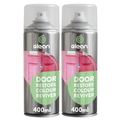 Imagen de GLEAN Door Restore Colour Reviver Aerosol 2 x 400 ml Restaura las superficies desteñidas restaurador de color uPVC, puerta compuesta, fibra vidrio (GRP),
