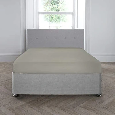 Imagen de Appletree Tinte Liso Sábana Bajera Ajustable de 200 Hilos, 35 cm Profundidad, Algodón, Plateado, Super King Fitted Sheet