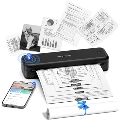 Imagen de Phomemo M834 Impresora Termica A4, Portatil Sin Tinta, Conexión de Smartphone por Bluetooth, Admite Papel Térmico A4 (210x297 mm), 80mm, Portátil Movil, 300DPI