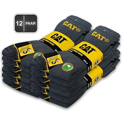 Imagen de Caterpillar 12 pares de calcetines trabajo para mujer y hombre, trabajo, tallas 35 50, Pairs Gris, 39 42