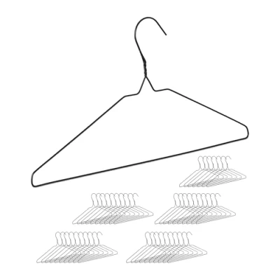 Imagen de Relaxdays Perchas Metálicas, Pack de 48, Alambre Delgado, para Colgar Blusas, Camisas, Barra Pantalones, Negro, 21 x 41 0.2 cm