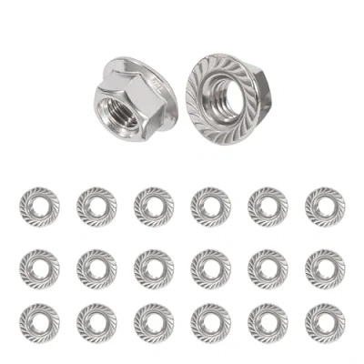 Imagen de QIMEI SHOP M5 Tuercas de Brida Autoblocantes Acero Inoxidable Hexagonales con Dentado Bloqueo según DIN 6923 20 Piezas