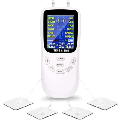 Imagen de TENS/EMS Digital, Electroestimulador Muscular de Pulso con 8 Almohadillas Electrodos, Máquina Digital para Aliviar el Dolor, Masaje, Cuidado y Relajación