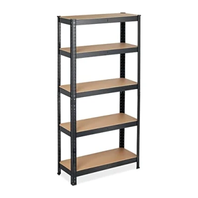 Imagen de Relaxdays 10034154 Estantería Carga Pesada, 150 x 75 30 cm, 875 kg, 5 Baldas, Montaje de Encaje, Sótano, Garaje, Acero, Negro