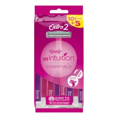 Imagen de Wilkinson Sword Extra 2 Beauty Pack de 10 + 5 unidades Desechables Depilatorias Femeninas Hojas con Mango Antideslizante y Bandas Lubricantes Aloe Vera