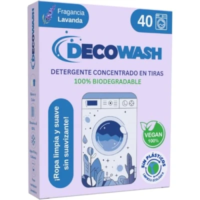 Imagen de Detergente en Tiras para Lavadora (Máximo 80 Lavados) Efecto Suavizante, Ecológico, Hipoalergénico, Vegano y Cruelty Free Ropa limpia suave sin ensuciar el Planeta (Lavanda)