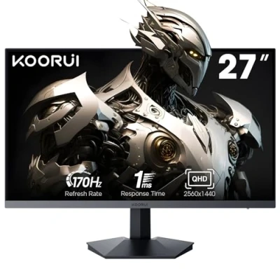 Imagen de KOORUI Gaming Monitor 27 Pulgadas, QHD 2560 x 1440 PC Pantalla con tecnología Adaptive Sync (IPS Panel, 170Hz, 1ms, DCI P3 90%, Gsync Compatibilidad, 2xHDMI, VESA, DisplayPort, inclinación Ajustable)