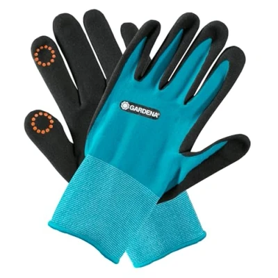 Imagen de Gardena Guantes de jardinería 9/L: para Trabajos jardinería, protección contra la Humedad Gracias a Superficie nitrilo, Mobile Touch Usar Smartphones (11512 20)