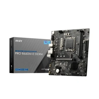 Imagen de MSI PRO B660M E DDR4 Placa Base Micro ATX Admite Procesadores Intel Core 12th Gen, LGA 1700 Memory Boost 4600+MHz/OC, Ranura PCIe 4.0 x16, 1 M.2 Gen3, 1G LAN