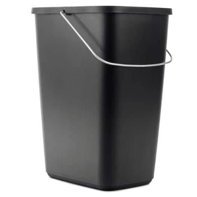 Imagen de KADAX cubo de basura sin tapa con asa metal móvil, resistente, basura, contenedor plástico, (negro, 12 L)