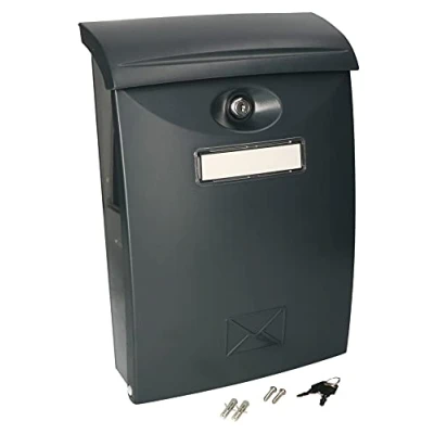 Imagen de KOTARBAU® Buzón Exterior de plástico, Antracita 235 x 90 340 mm, Pared, con 2 Llaves, Tornillos incluidos, Correos Exterior, Buzon plástico Placa para Nombre