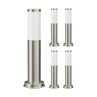 Imagen de ledscom.de 5 pzas. luz de camino/luz bolardo/luz jardín PORU para exteriores, IP44, 39 cm, acero inoxidable, 1x E27 máx. 40W