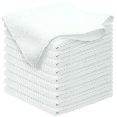 Imagen de HIDMD Paños de Limpieza Microfibra Trapos Cocina para Polvo Cuadros Espejos Oficina Coche sin Pelusa Paquete de10 (30 x 30 cm) Blanco