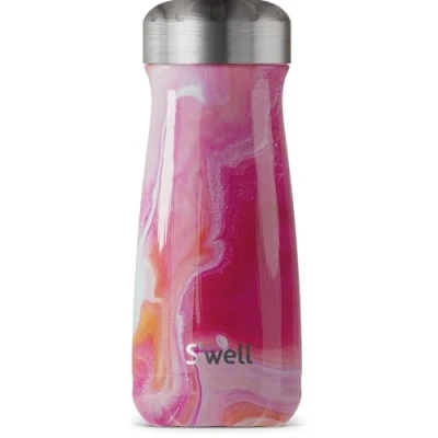 Imagen de S&#039;well Taza de viaje acero inoxidable para viajeros, 16 onzas líquidas, ágata rosa, recipientes triple capa aislados al vacío que mantienen las bebidas frías durante 24 horas y calientes