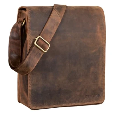 Imagen de STILORD &#039;Lars&#039; Bolsa Bandolera de Hombre y Mujer para portátil 13,3&#039; Bolso Mensajero o Hombro auténtica Piel Universidad Trabajo u Oficina, Color:Calais marrón