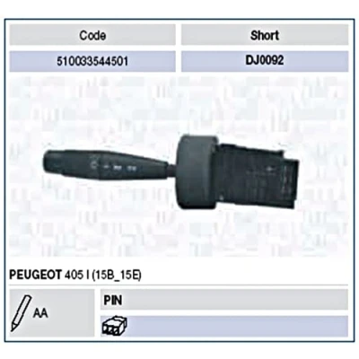 Imagen de MAGNETI MARELLI 510033544501 Conmutador en la Columna de Dirección PEUGEOT: 405 I Familiar