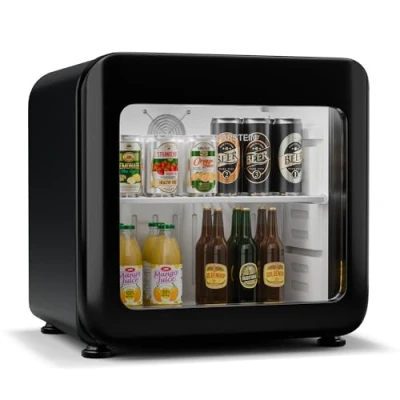 Imagen de Klarstein Audrey Evo Nevera Bebidas 46L Frigorífico para Bebidas, Puerta Doble Acristalamiento, Iluminación Led, Termostato Mecánico, Clase Energética C, 0 10C, Negra