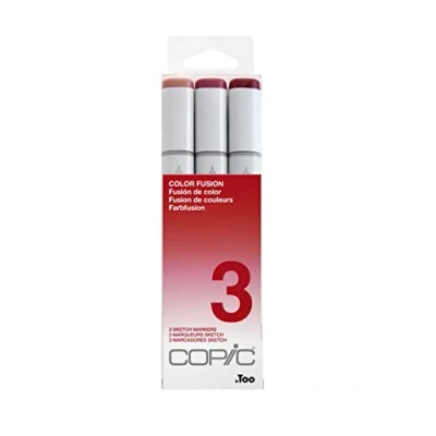 Imagen de Copic Sketch Set «Color Fusion 3», 3 rotuladores dobles con punta mediana y de pincel.