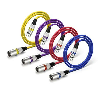Imagen de EBXYA Cable XLR de micrófono 1M 4 paquetes cables conexión macho a hembra balanceados para sistema PA, grabadora estudio, amplificador, mezclador