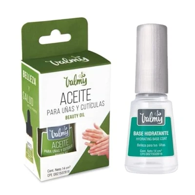 Imagen de VALMY Pack Hidratación Uñas y Cutículas: Base Hidratante con Keratina + Vitamina E Aceite Acondicionador de Cutícula, Tratamiento Esmalte Fortalecedor Reparador, 14 ml c/u (2 unidades)