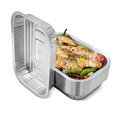 Imagen de Bandejas de aluminio para barbacoa, alta calidad, 25 unidades, aptas Weber
