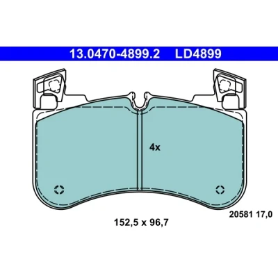 Imagen de ATE 13.0470 4899.2 Juego de pastillas freno preparado para indicador desgaste, excl. contacto avisador desgaste LAND ROVER: Range Rover Sport