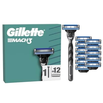 Imagen de Gillette Mach3 maquinilla de afeitar para hombre 3 cuchillas, 1 + 12 cuchillas repuesto