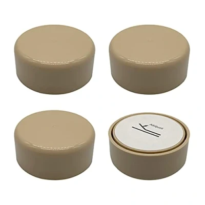 Imagen de SKIR&#039;CO Paquete de 4 patas plástico ajustables en altura para muebles, redondas 55 mm diámetro, autoadhesivas, con calcomanías (4, beige)