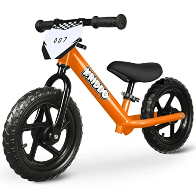 Imagen de KRIDDO Bicicletas sin Pedales para Niños, Edad de 18 Meses a 5 años, Bicicleta Empuje 12 Pulgadas con Placa Personalizada (Incluye 3 Juegos Pegatinas), Regalo, Naranja