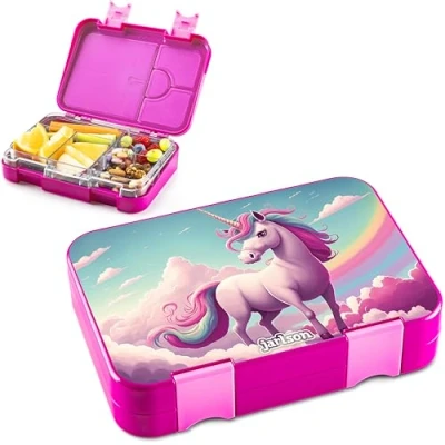 Imagen de Jarlson® fiambrera para niños con 6 compartimentos TONI de tritan caja almuerzo a prueba fugas Lunch box jardín infantes, escuela