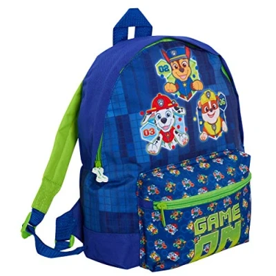 Imagen de Paw Patrol Mochila para niños con bolsillo grande Chase Marshall Rubble School Nursery Holiday Lunch Book Bag Mochila, Juego en, Blue