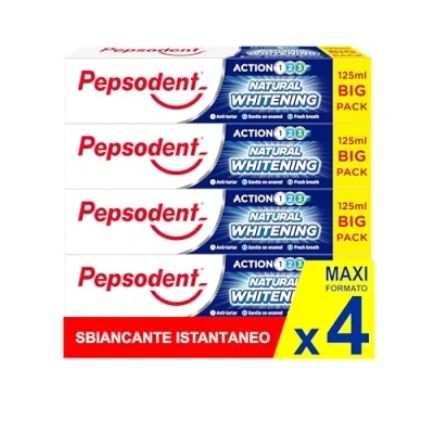 Imagen de Pepsodent Pasta de dientes 125 ml Natural Whitening Anti tartarar Big Pack (pack 4 x ml)
