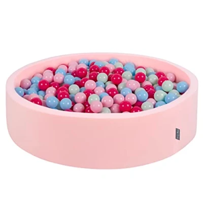 Imagen de KiddyMoon Piscina De Bolas 120X30cm/600 Redondo Grande para Ninos,Hecha En La UE, Rosa: Rosa Claro/Rosa Oscuro/Azul Celeste/Menta