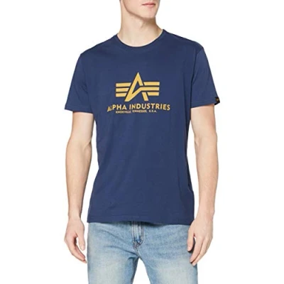 Imagen de ALPHA INDUSTRIES Basic Camiseta, Azul (New Navy 435), 3XL para Hombre