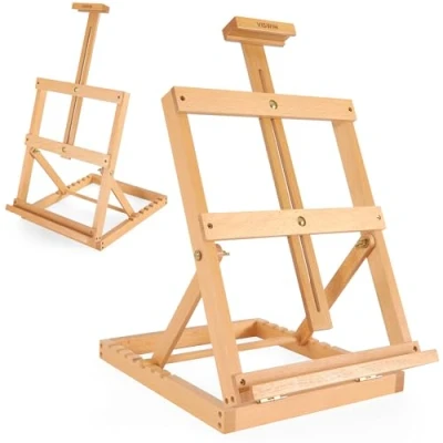 Imagen de VISWIN Caballete de Madera Sobremesa con Bastidor en H Alta Resistencia, Sujeta Lienzos hasta 58cm, Ajustable Haya para Artistas, Adultos, Principiantes