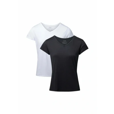 Imagen de Danish Endurance Vneck 2PACK Camiseta básica, Mujer, Talla: Large, Mc white black