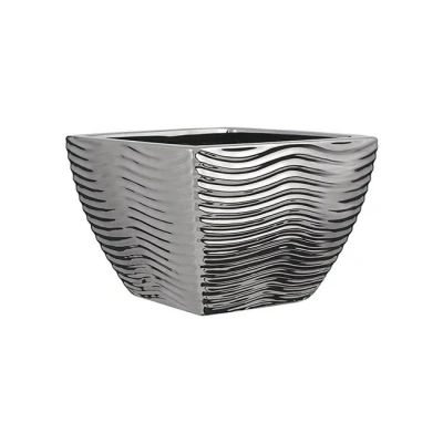 Imagen de MICA DECORATIONS 74966 MACETERO Manon Cuadrado Plata A10,5CMX13X13CM, Cerámica, Neutro, 13 x 10.5 cm