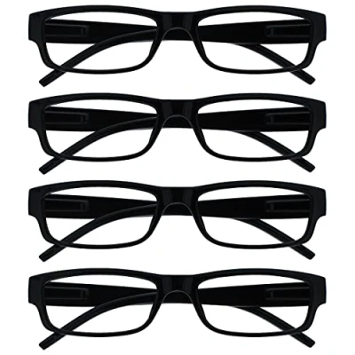 Imagen de The Reading Glasses Company Gafas De Lectura Negro Ligero Cómodo Lectores Valor Pack 4 Estilo Diseñador Hombres Mujeres Uvr4Pk032 +3,50 Unidades 88 g