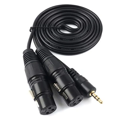 Imagen de SiYear cable de interconexión asimétrico 3,5 mm (conector mini jack estéreo TRS a doble XLR macho 3 pines, divisor en Y (1,5 m)