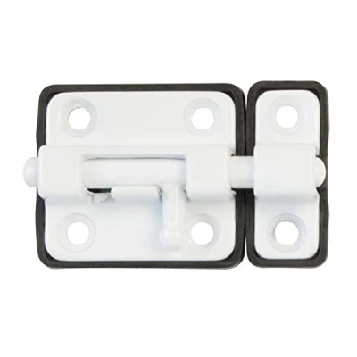 Imagen de Amig Pasador De Sobreponer Para Puertas Mod.383 38 x 34 mm Pestillo Seguridad con Base Plástico Cierre Horizontal Acero Acabado en Blanco Incluye Tirafondos