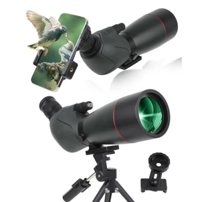 Imagen de Telescopio Terrestre, Zoom Catajos Alta Potencia, Adaptador Teléfono, Trípode, Bolsa, 45 Angular, Observación Estrellas, Aves, Caza (Green)