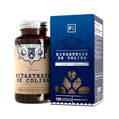 Imagen de FS Bitartrato de Colina 700mg 120 Cápsulas Veganas Suplementos Alimenticios Nootrópicos Vitaminas Memoria y Concentracion Sin OGM, Lácteos, Gluten o Alérgenos