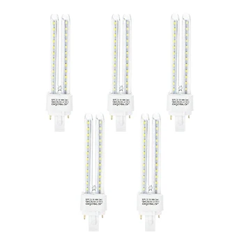 Imagen de Aigostar Pack de 5 Bombilla PLC 2U, Tubo 12 W, Maiz G24d 3, 2 Pines, Luz fría 6500K, 1180Lm, No regulable